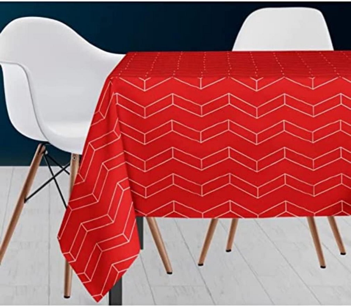 Rood Tafelkleed Polyester 140 x 240 cm met Geometrische Zilveren Print