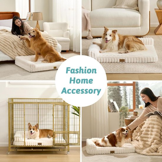 JOEJOY Groot orthopedisch hondenbed, groot wasbaar kattenbed, hondenkussen met honingraatstructuur en afneembare waterdichte voering, schuimrubber, orthopedisch bruin