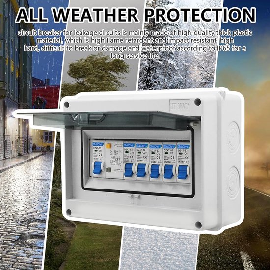RSE Waterdichte verdeelkast voor buiten, IP65, ABS-kunststof behuizing voor buiten, schakelkast, stroomkast, stopcontactdoos tuin, 400 x 500 x 180 mm