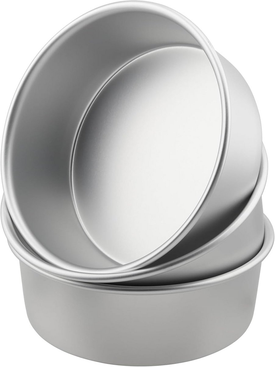 Set van 3 Ronde Bakvormen Aluminium 19 cm - Ideaal voor Taarten, Cakes en Feestdesserts