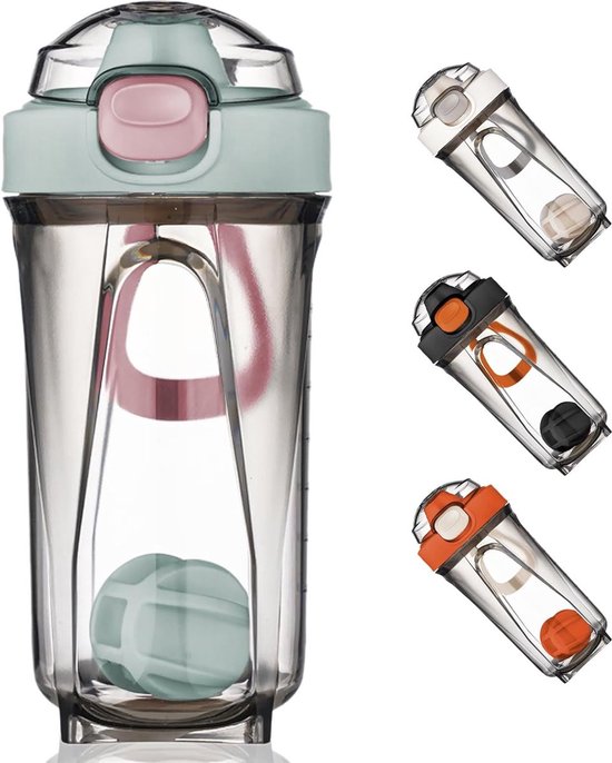 Foto: Stunq veelzijdige fitness shaker met mixerbal en lekvrije deksel 500 ml blauw