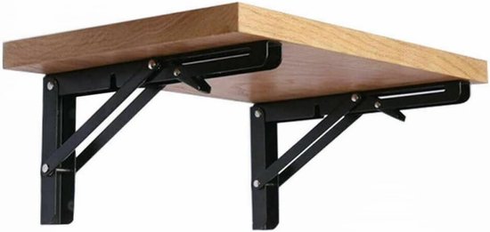 2x Opvouwbare Steunen voor Tafel of Plank - Camper Wandmontage, Zwart (200x115mm) — afbeelding 5