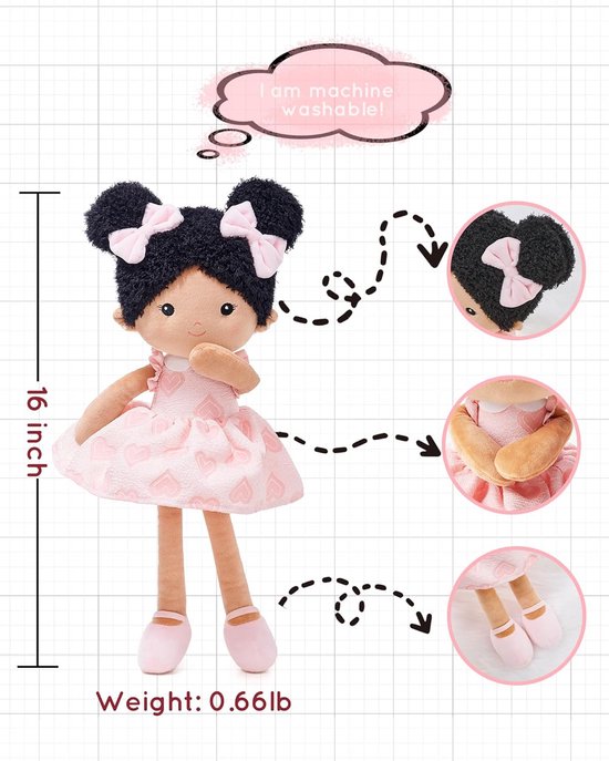 LeyaDoll Zachte babypop speelgoed (40 cm), mijn eerste stoffen pop voor
