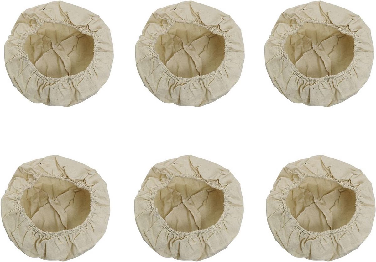 6 Stuks Rotan Bakvorm Voorzien van Natuurlijk Deegmand Doek