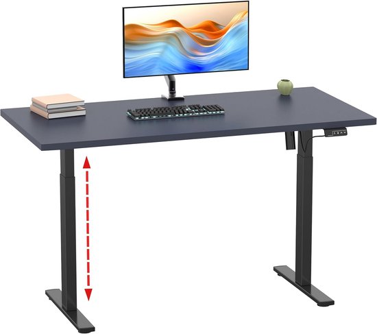 Radlove Elektrisch in hoogte verstelbaar bureau L-vorm met monitorstandaard, led-display, 160 cm staand bureau, verstelbaar bureau voor thuiskantoor en kantoor, antieke houtlook