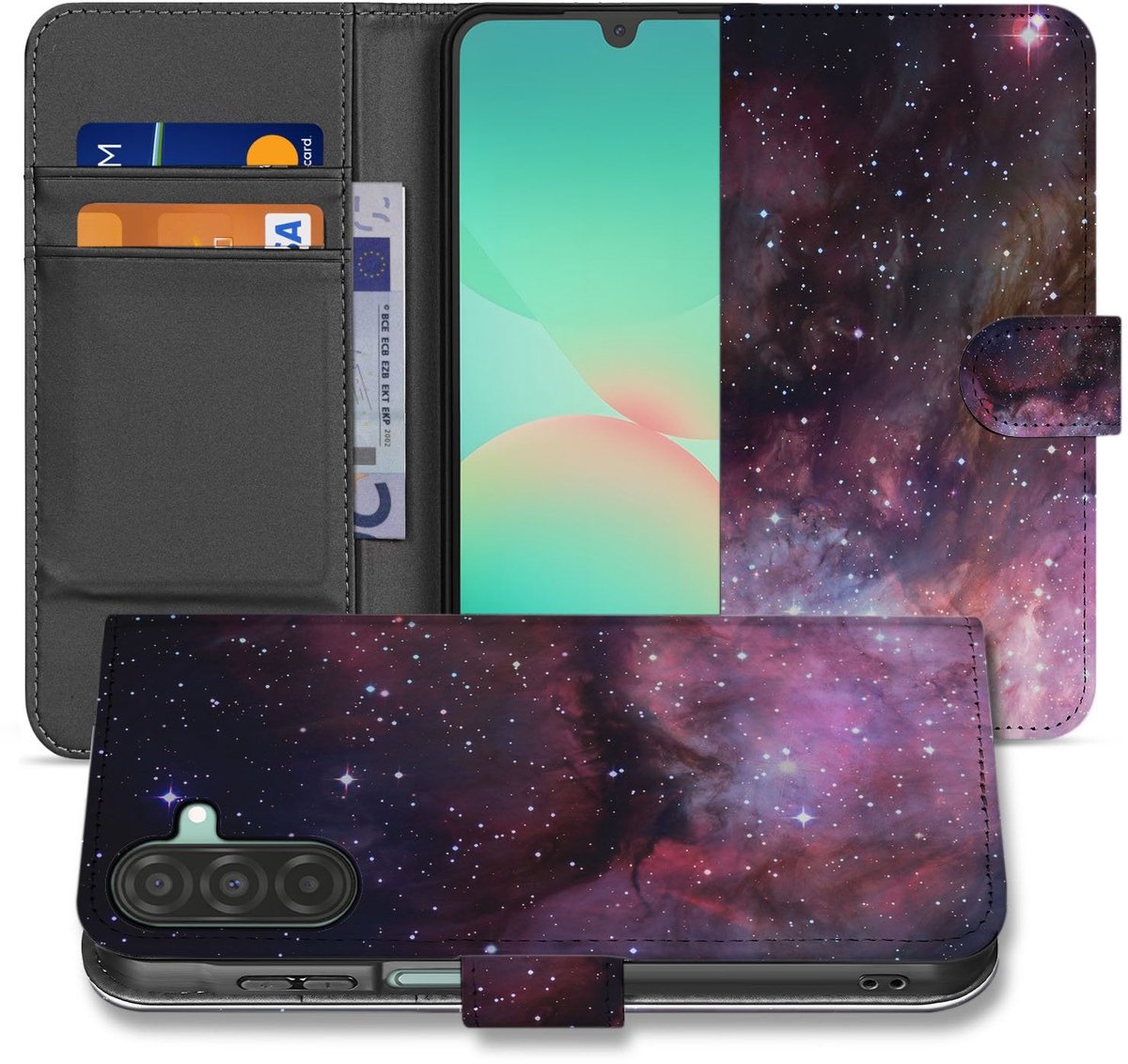 Book Case Hoes Samsung Galaxy A17 Heelal Design PU Leer Grijs