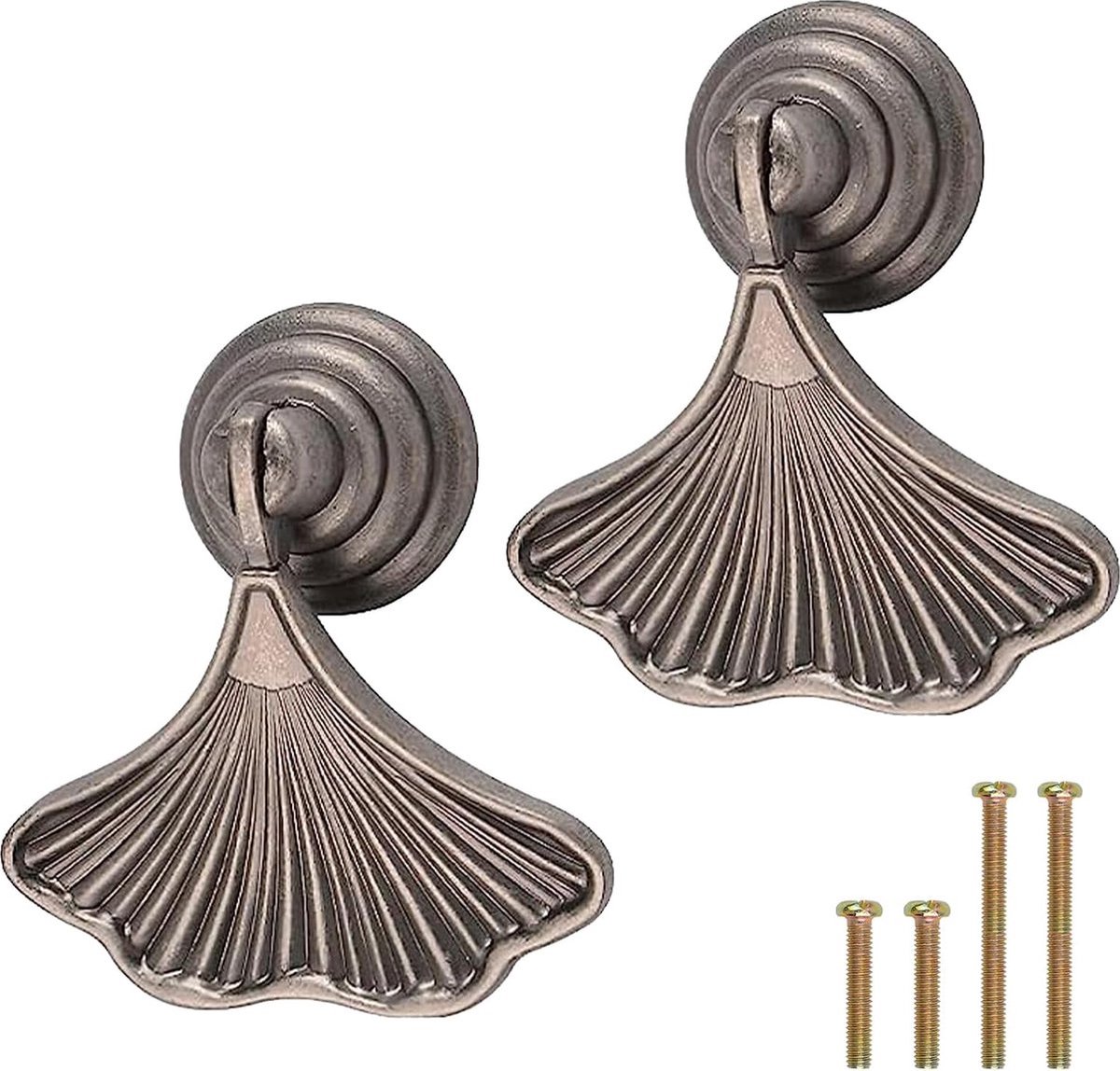 Stunq® Ginkgo bladvorm knop handgrepen, 2 stuks antieke nikkel drop hanger trekgreep, hardware lade handgreep met één gat gemaakt van zinklegering voor kledingkast, kast, kast