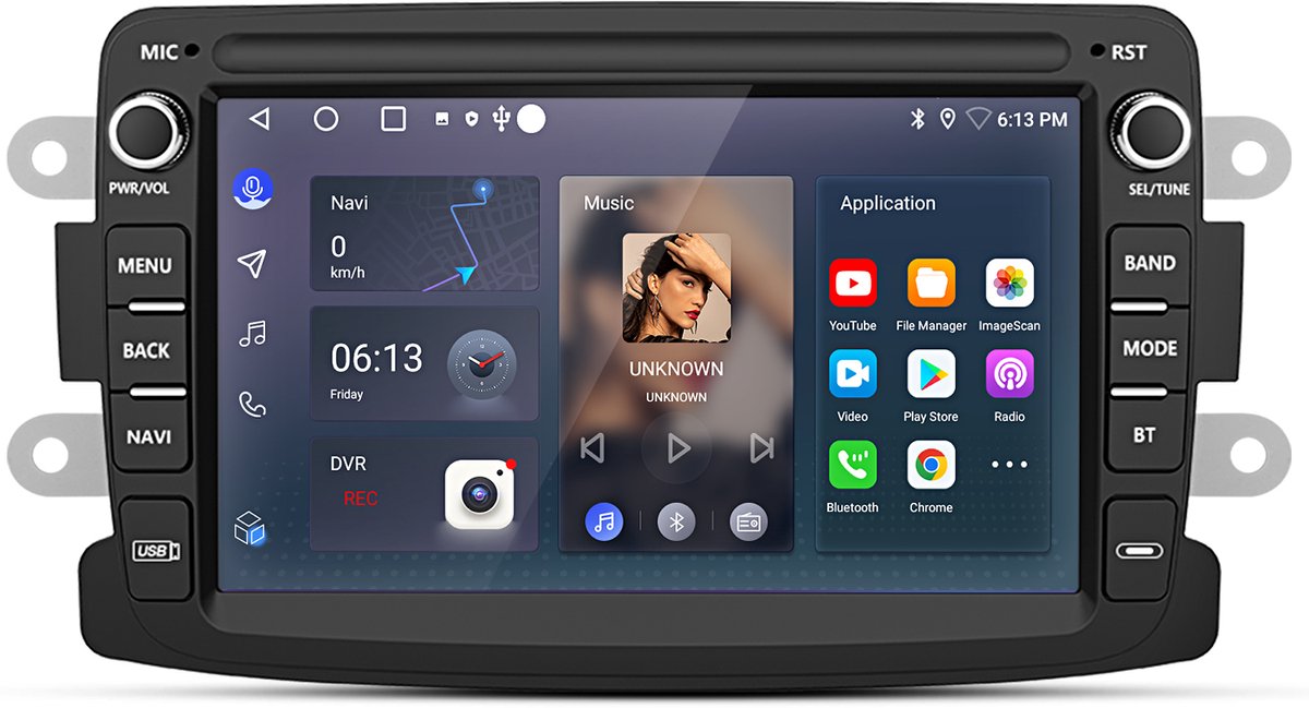 Hexinex Quad-Core autoradio Geschikt voor Renault Dacia - Draadloos CarPlay, Android Auto, Android 15, multimediaspeler, 2GB+32GB