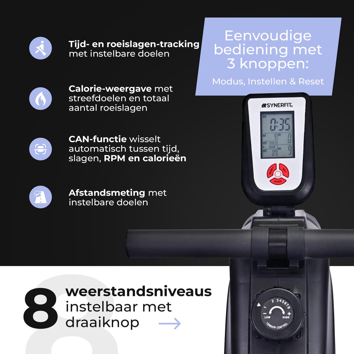 ISE Roeimachine inklapbaar - Opvouwbare Indoor Roeitrainer - afbeelding 2