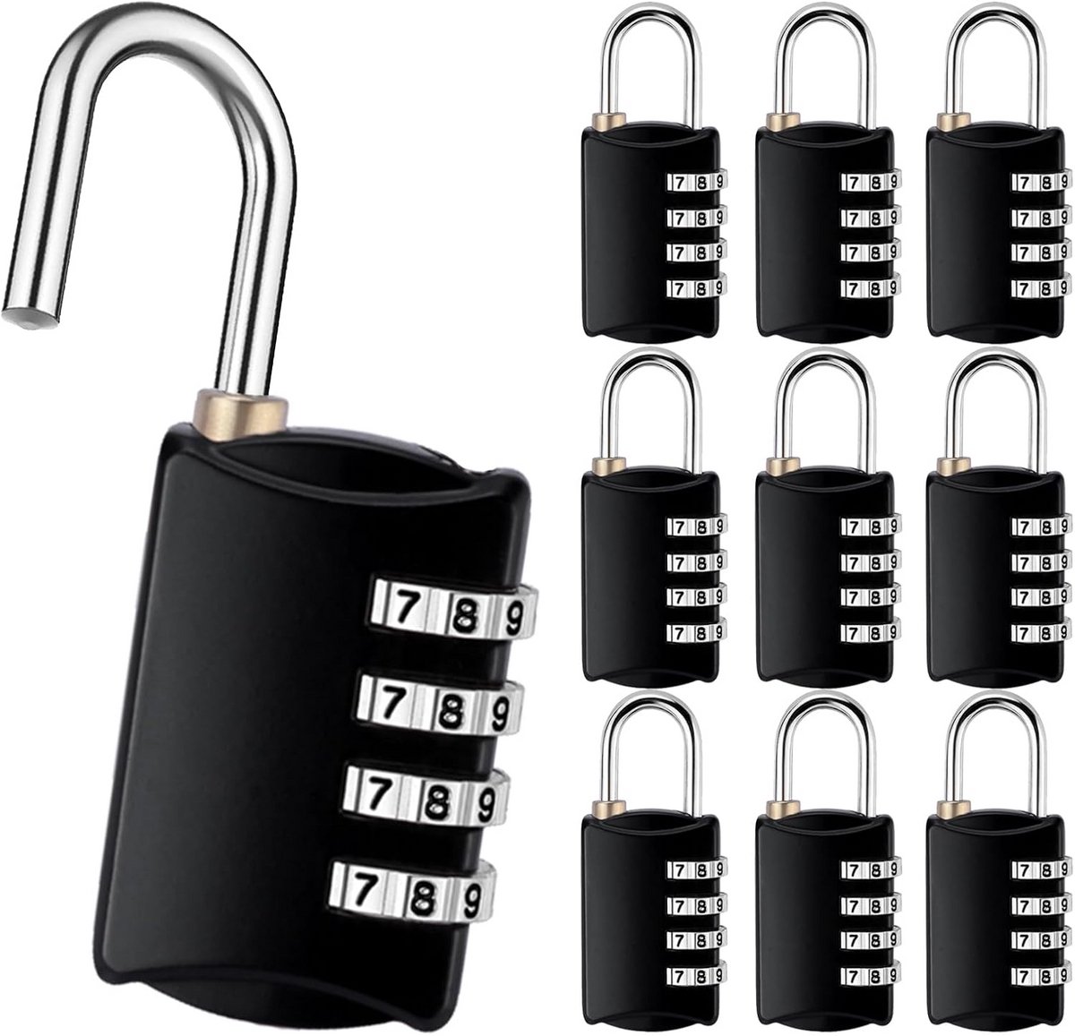 10-pack 4-cijferig combinatieslot klein bagageslot voor koffers, kluizen en reizen - zinklegering