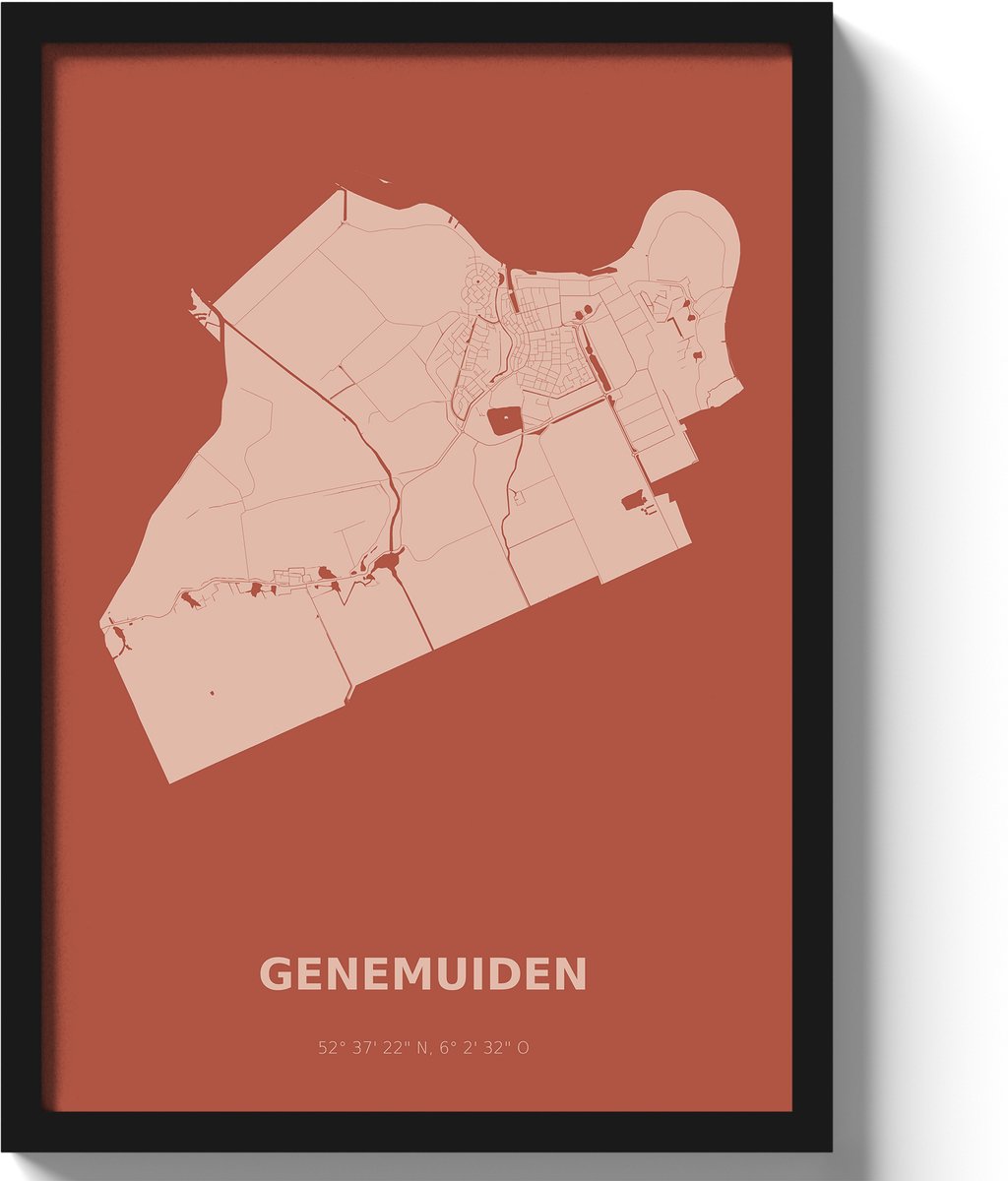 Poster Genemuiden A3 - 30 x 42 cm - Rood (Exclusief Lijst)