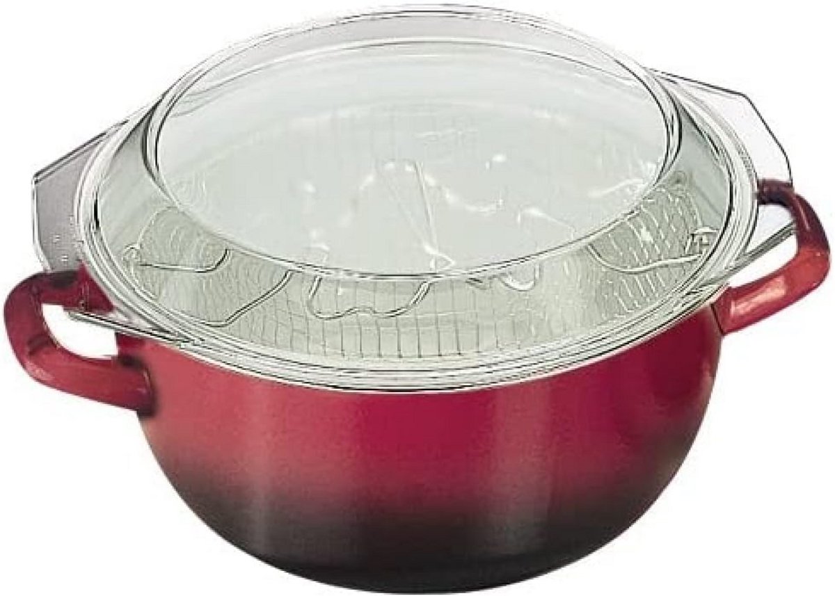 Frituurpan met mandje en deksel, 24 cm, geëmailleerd staal, inductiegeschikt