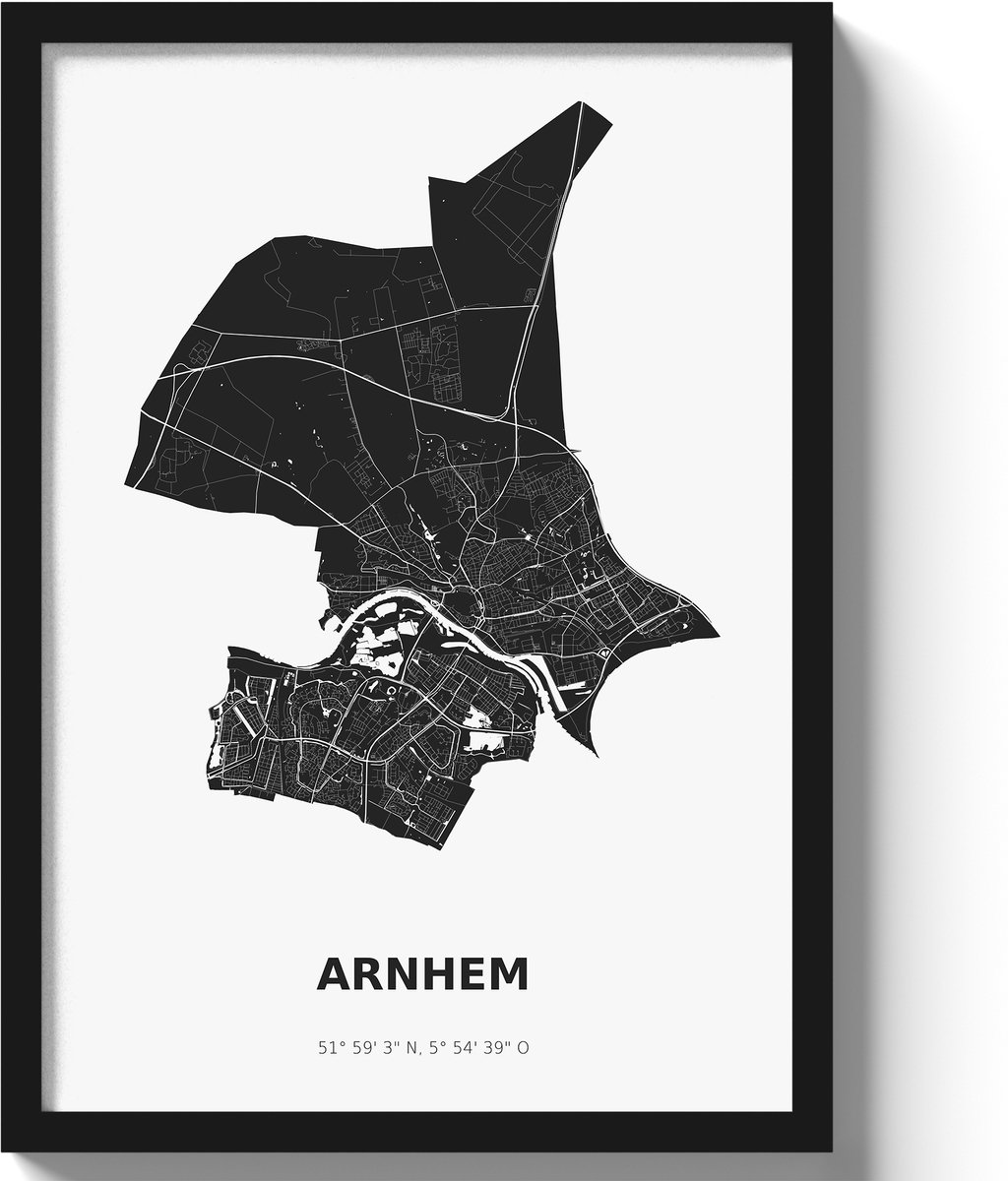 Poster Arnhem A2 - 42 x 59,4 cm - Zwart/Wit (Exclusief Lijst)