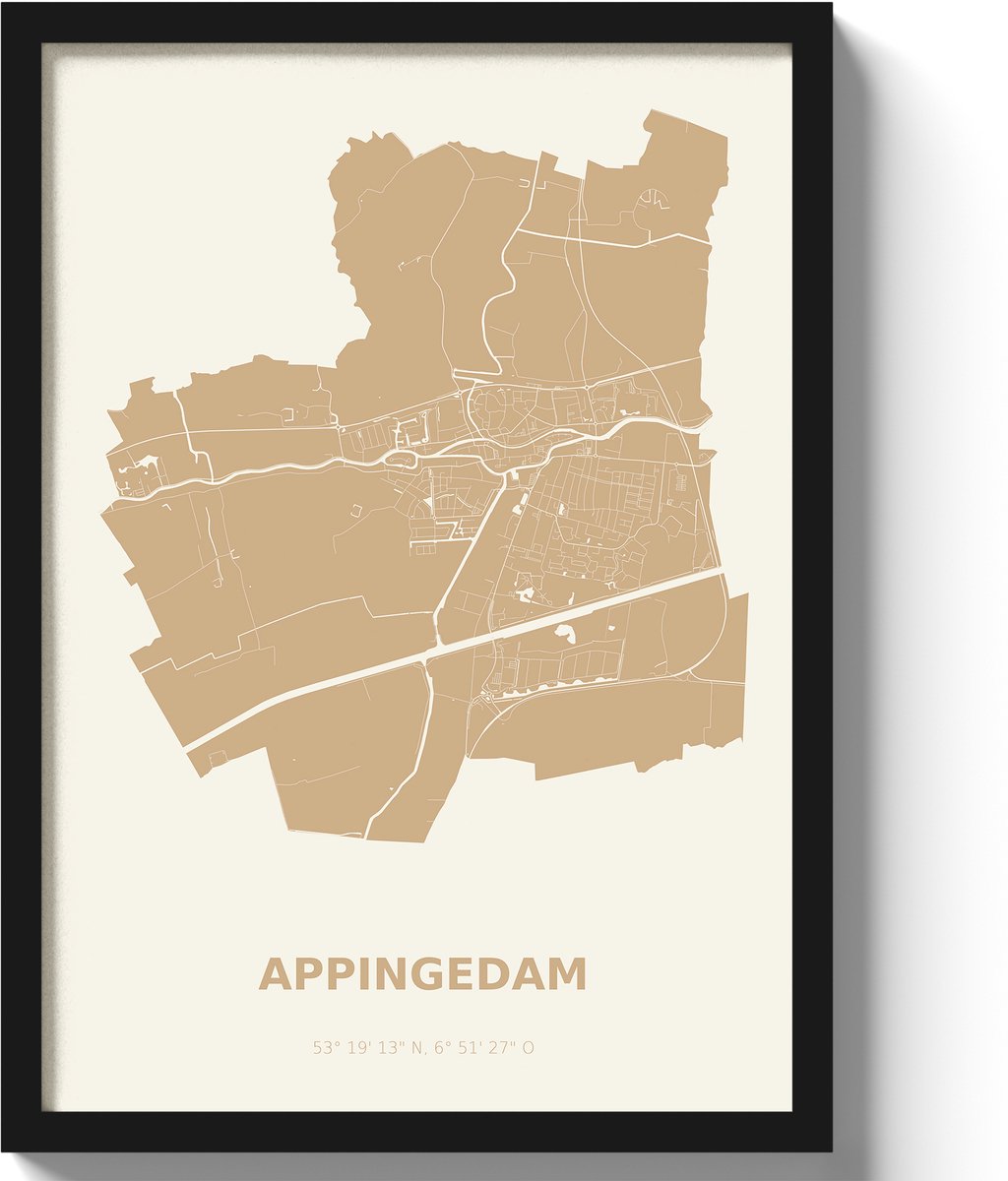 Poster Appingedam A2 - 42 x 59,4 cm - Beige (Exclusief Lijst)