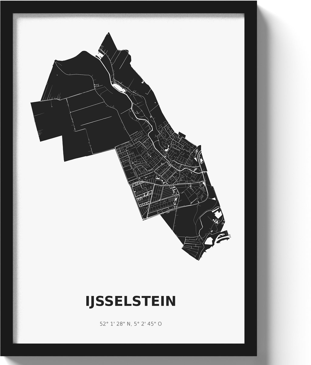 Poster IJsselstein A3 - 30 x 42 cm - Zwart/Wit (Exclusief Lijst)