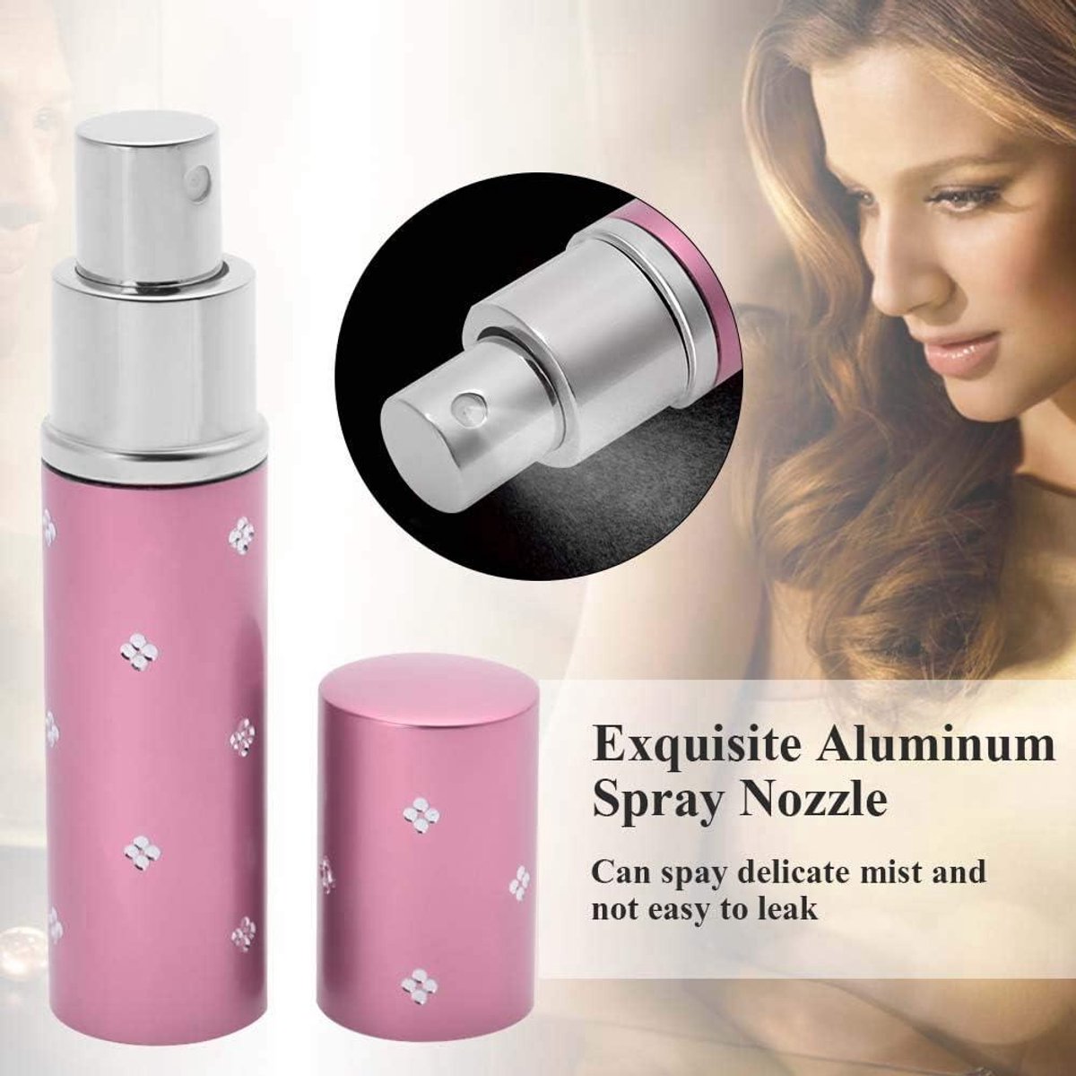 Ronte - Hervulbaar Parfumflesje 10ml Aluminium Mini Spray Lege Reisfles Roze - Handig voor Onderweg - Navulbare Parfum Verstuiver