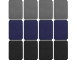 12 stuks patches om op te strijken voor kleding en accessoires - reparatie en decoratie (zwart blauw grijs)