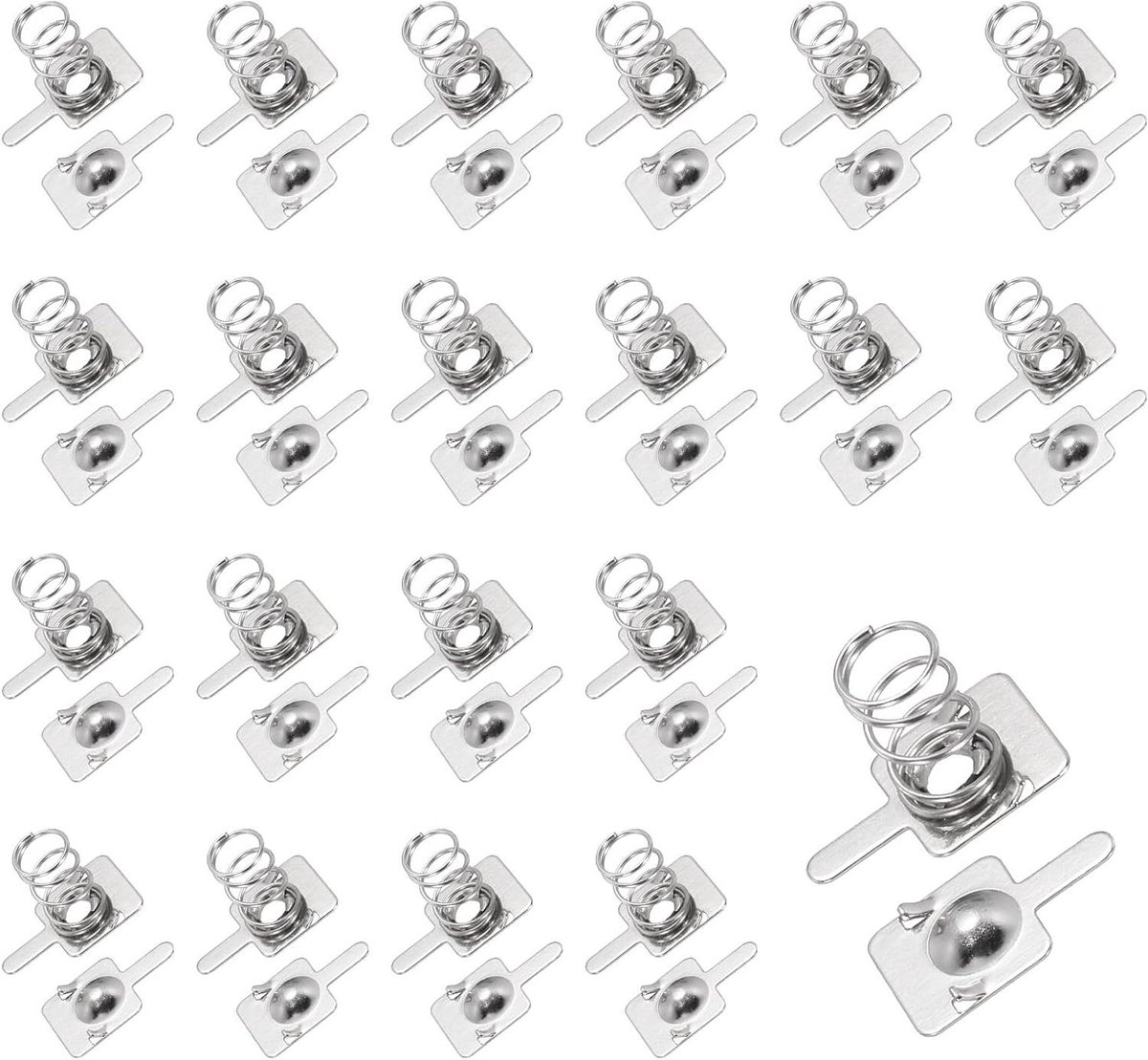 Veercontactplaten voor accu - 20 stuks - 8x8 mm - Eenpolig - Vernikkeld - Batterijhouder en elektronisch speelgoed