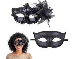 2 Pak Venetiaanse Maskers - Voor vrouwen en mannen - Halloween Carnaval Party Kostuum