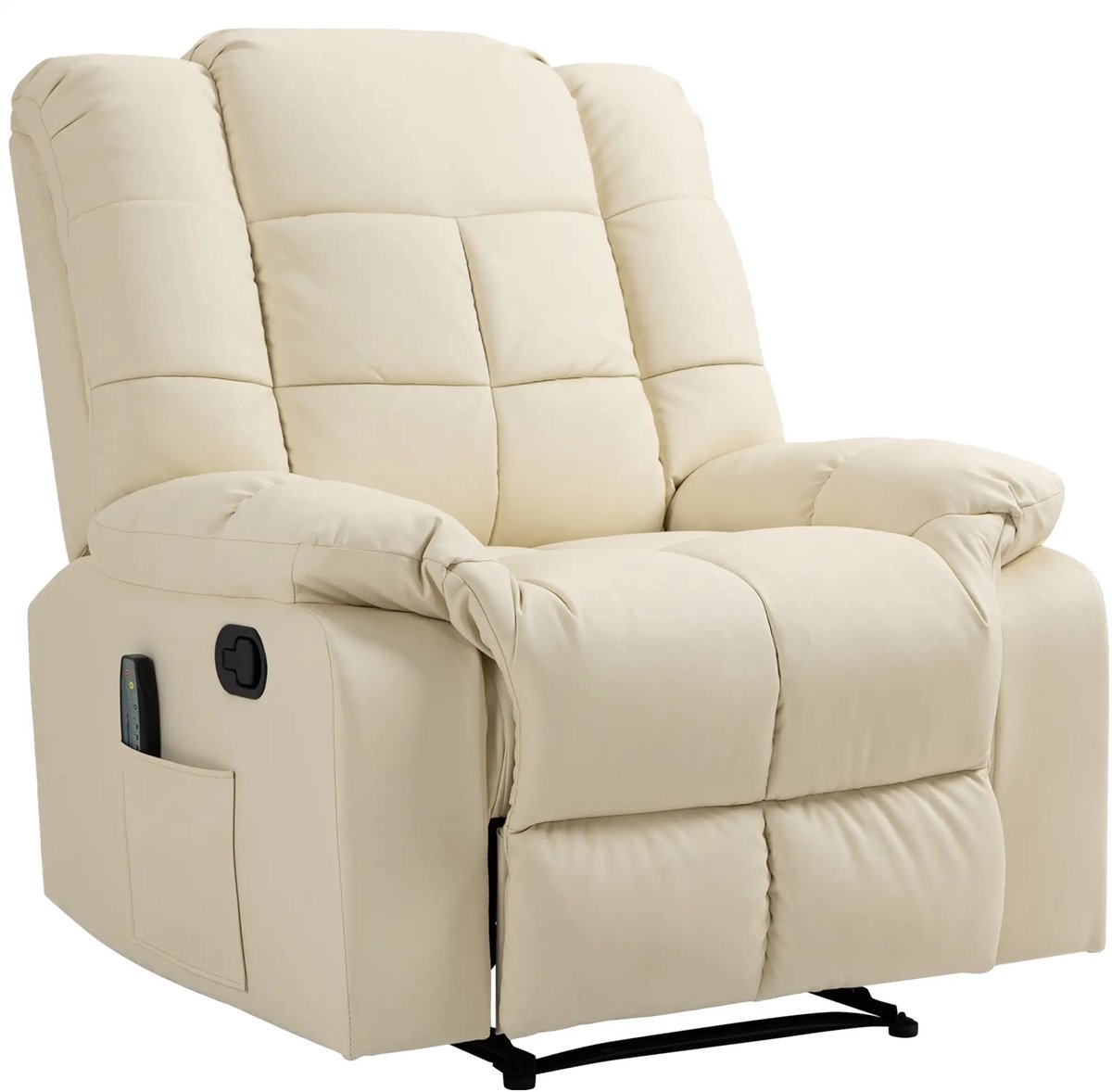 GranMaison Massagestoel - Relaxfauteuil - Zetel - Stof - 1 persoons - Met armleuning - Zeer comfortabel - Elektrisch - Crèmewit