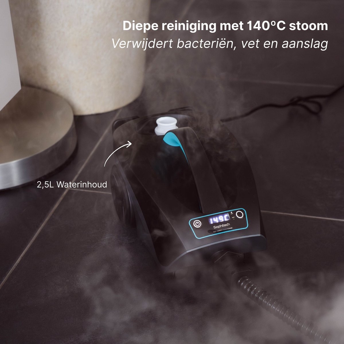 Sophitech Stoomreiniger - 30s Opwarmtijd - 2600W - 140°C Dieptereiniging - 4 Bar Krachtige Stoom - 2.5L Watertank - Tapijtreiniger en Handstomer voor Vloer, Bank en Badkamer - 20 Accessoires thumbnail 8