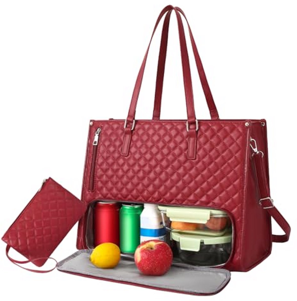 Geïsoleerde Lunch Tas voor Dames - 2-in-1 Tote Werktas met Grote Capaciteit