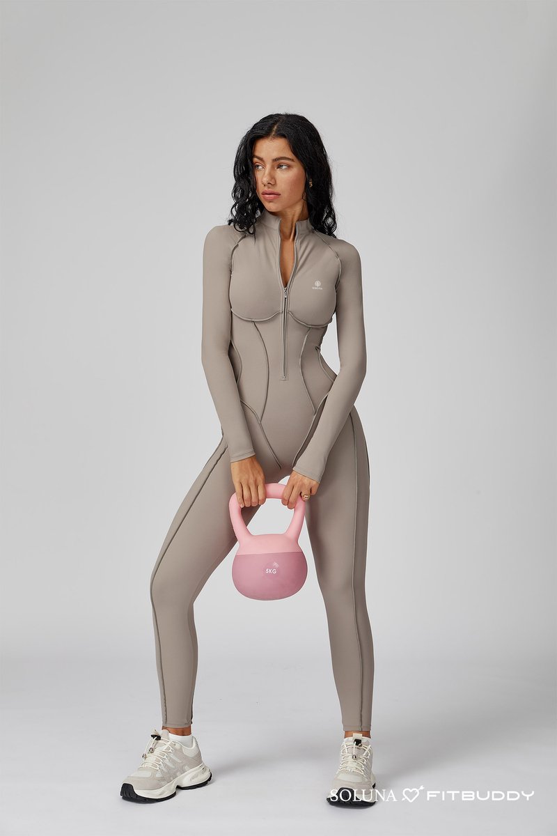 Fitbuddy Seamless Jumpsuit GZL105 – Oat Milk – High Stretch, Squatproof & Shaping – Dames – Maat L