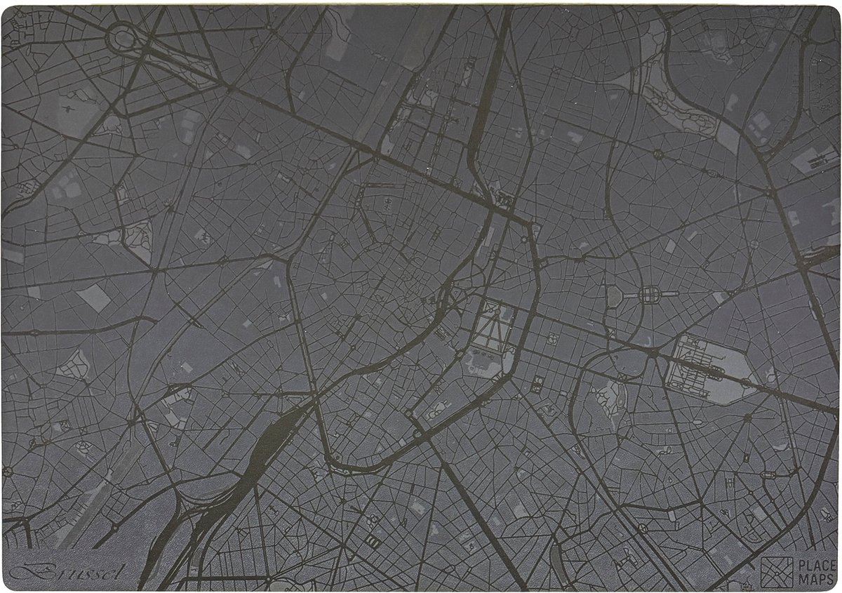 Place Maps Gegraveerde Kunstlederen Placemat Brussel Leigrijs 1 stuk