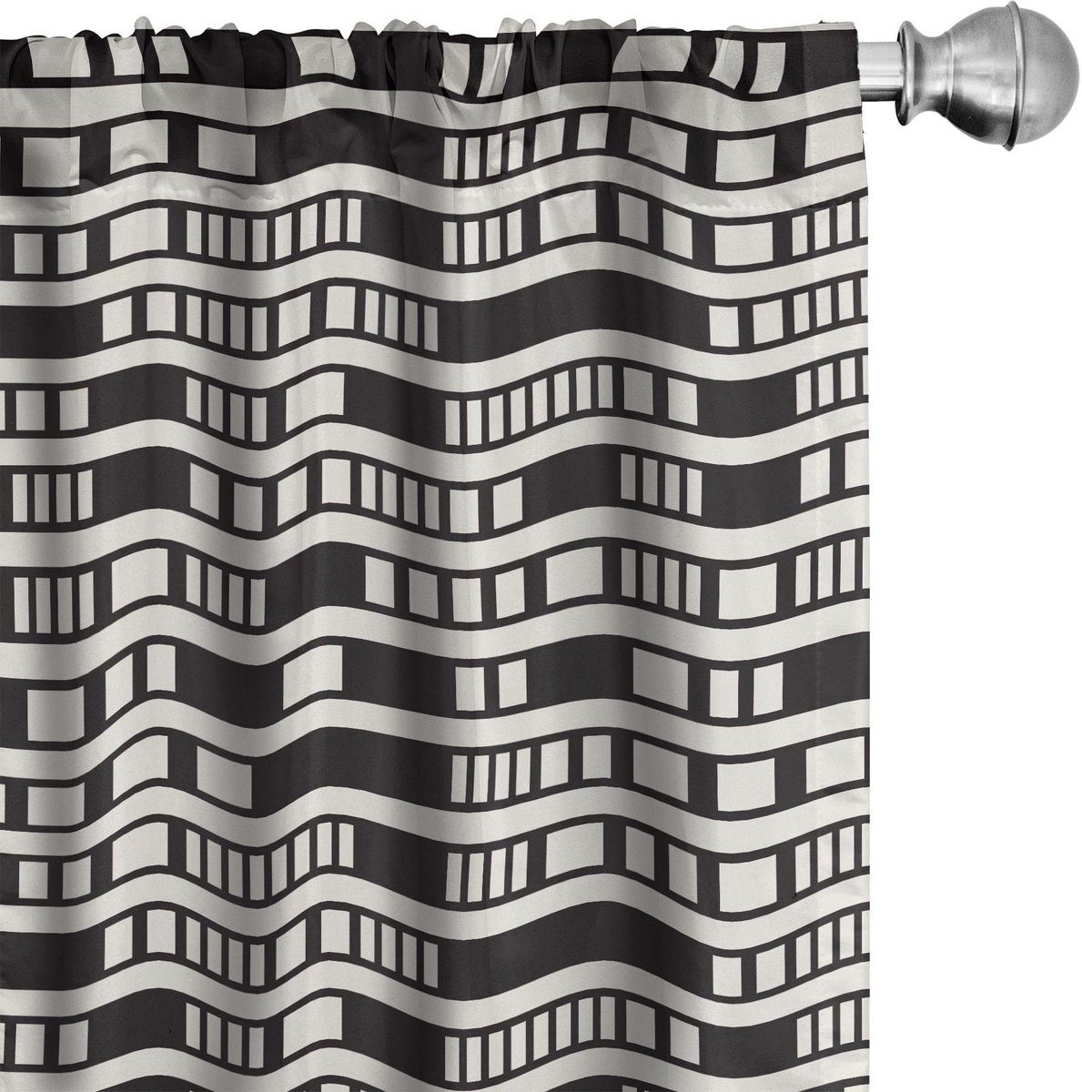 ABAKUHAUS Abstrakt Gordijnen – 2x75x225 cm – Microvezel, Halfschaduw, Koksgrauw, Eierschaal Koksgraue Eggshell