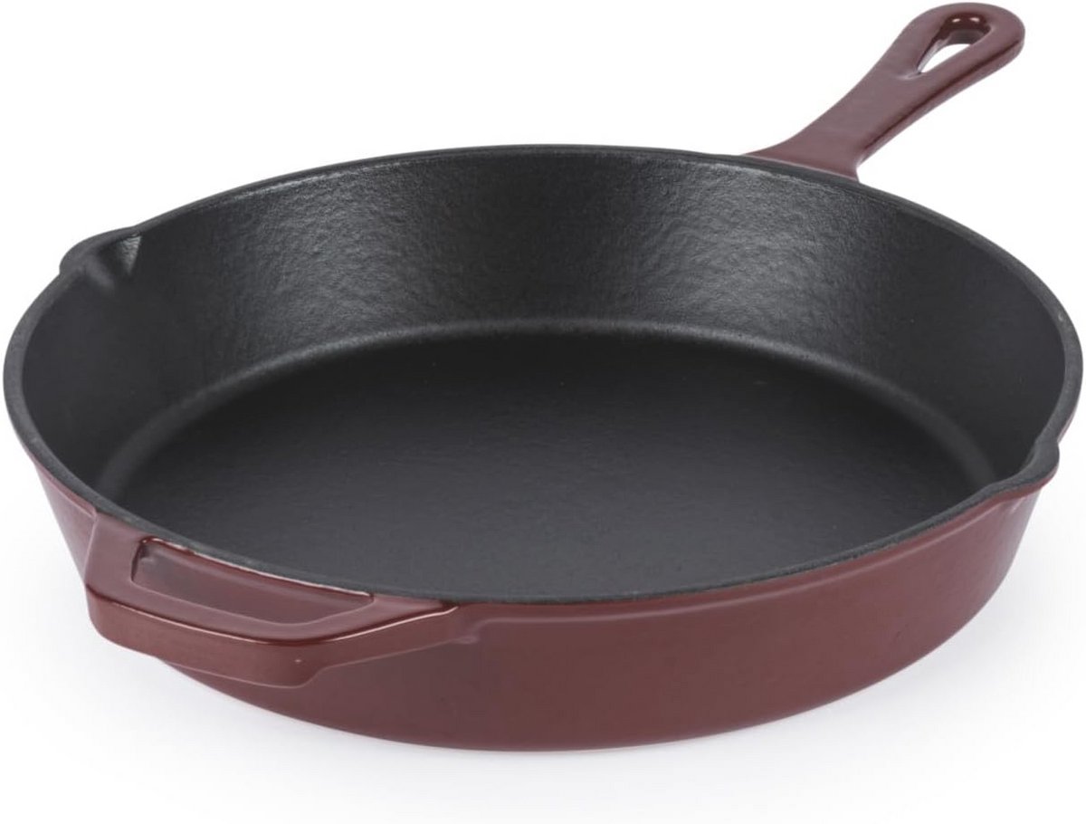 Kookpan van gietijzer - 26 cm universele koekenpan, oven tot 240°C geschikt, grillen, bakken, koken van fornuis naar oven naar tafel, inductie geschikt, PFAS vrij