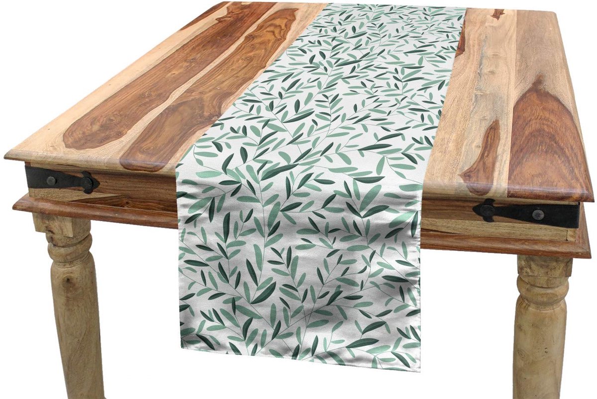ABAKUHAUS Salie tafelrok – Reseda groen wit – 40x180 cm