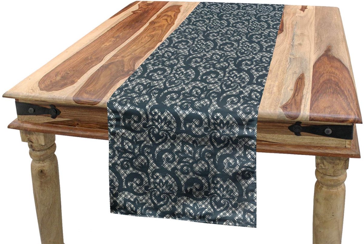 ABAKUHAUS Teal-tafelloper – Kant-stijl, 40x300 cm – Beige/Teal