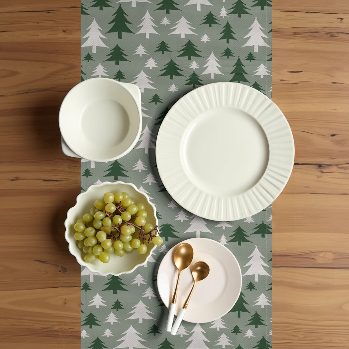 ABAKUHAUS tafelrunner – Reseda-groen, 40x180 cm, machinewasbaar