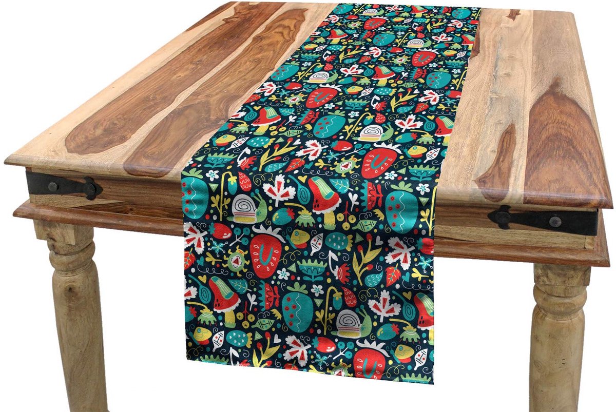 ABAKUHAUS Zomer-tafelrunner – 40×180 cm – veelkleurig, digitaal bedrukt, machinewasbaar