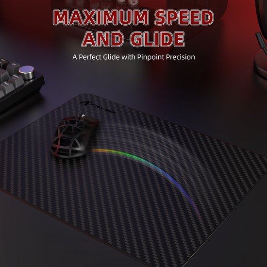ATTACK SHARK CM04 Carbon Fiber eSport Gaming Mousepad - Ultradun ontwerp - 36*28 CM - Koolstofvezel