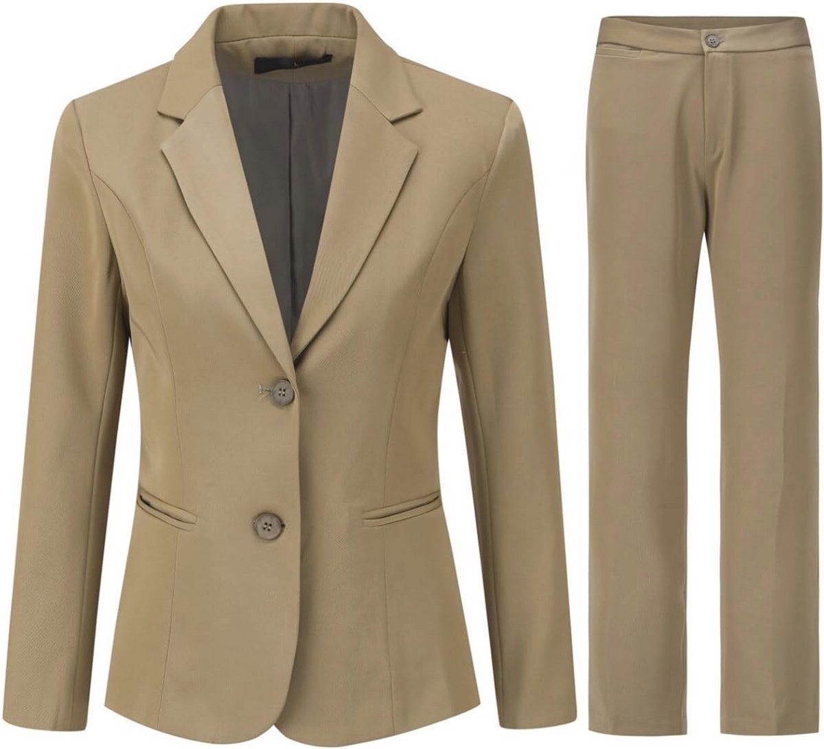 Elegant Dames Broekpak met Revers - Slim Fit Zakelijk