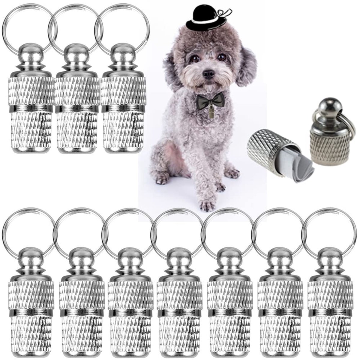 10 stuks - ID-tags voor huisdieren - Aluminiumlegering - Dogtags - Voor halsbanden - Verstelbare bel - Gepersonaliseerde gravure - Accessoires voor huisdieren - Waterdicht - Zilver