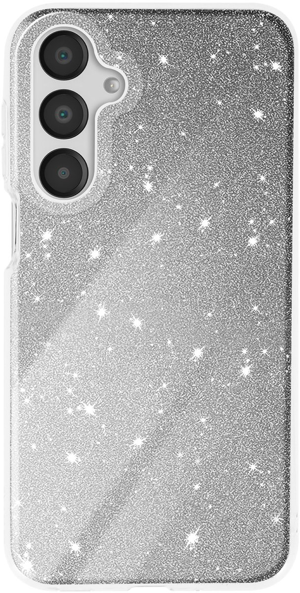Avizar Glitter hoesje Geschikt voor Samsung Galaxy A16 Schokbestendig Glitter, Zilver