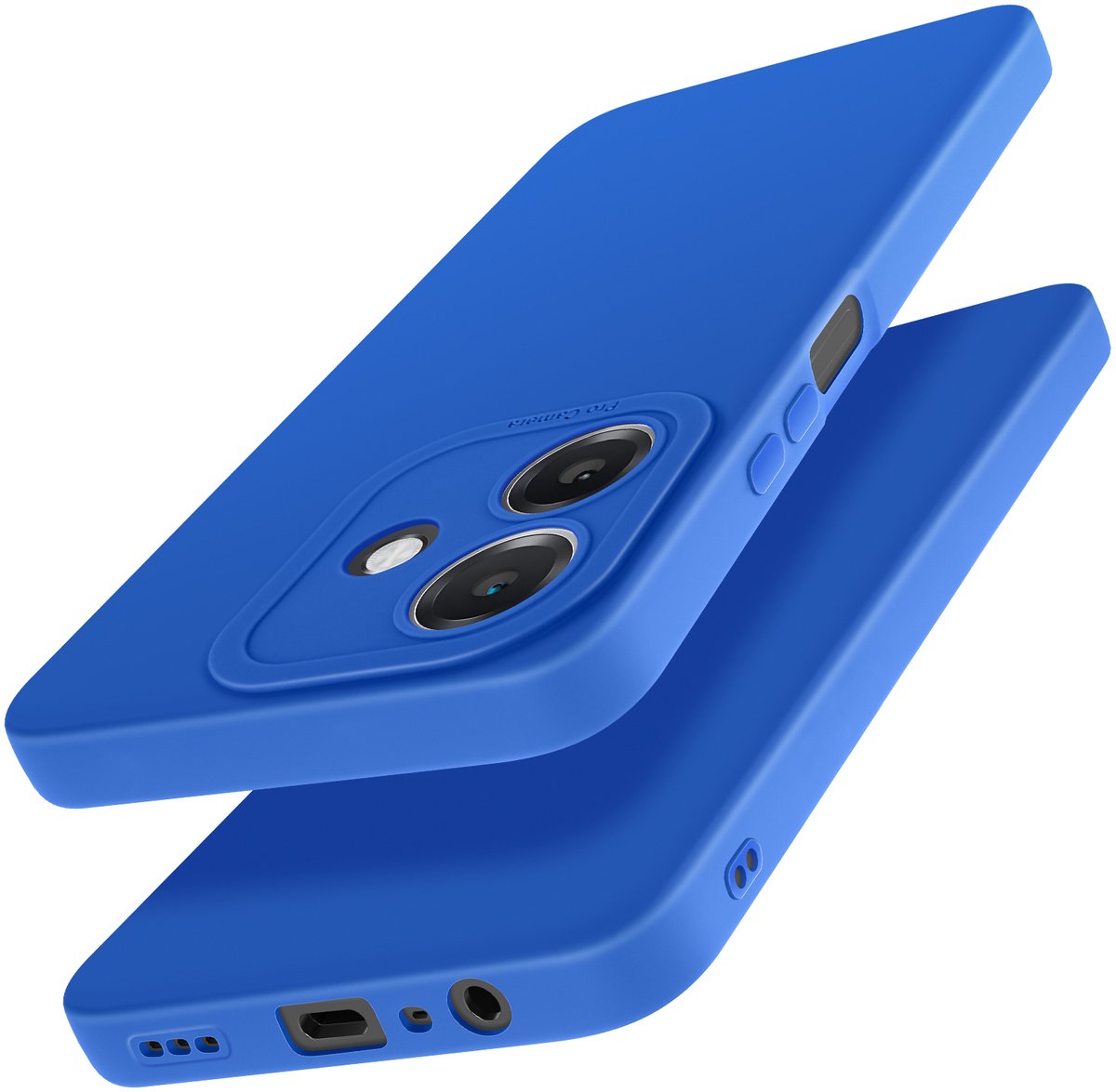 Avizar Hoesje Geschikt voor Oppo A40 Silicone Mat Camera Block Beschermd, Blauw