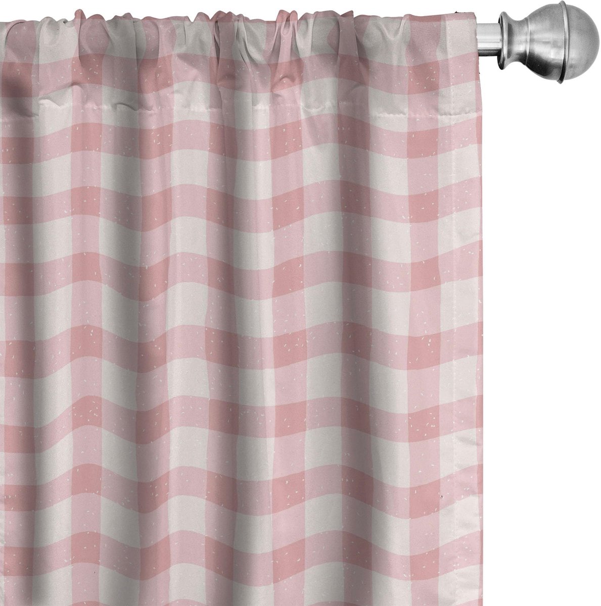 ABAKUHAUS Abstracte Gordijnen – Gingham Pastel – 2x75x175 cm – Microvezel Babyroze