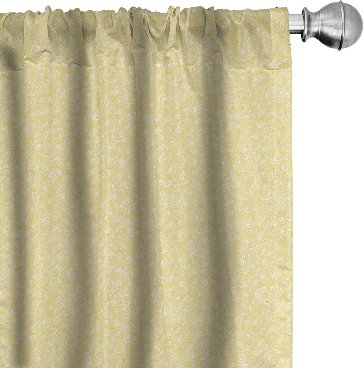 ABAKUHAUS Floraal Geel – Gordijnen 2x75x225 cm – Microvezel, Halfverduisterend