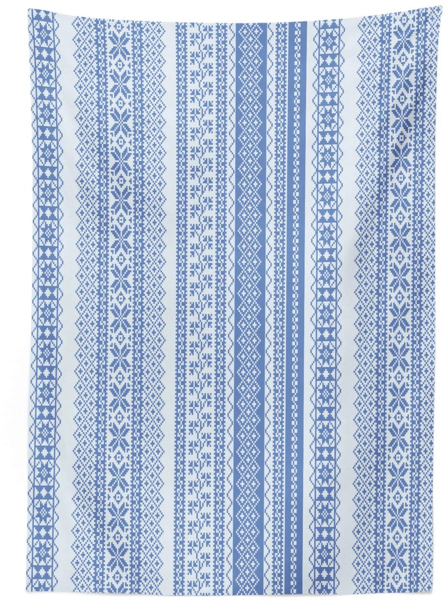 ABAKUHAUS Tafelkleed Geometrisch Chevron Bloem – 140x240 cm – Blauw