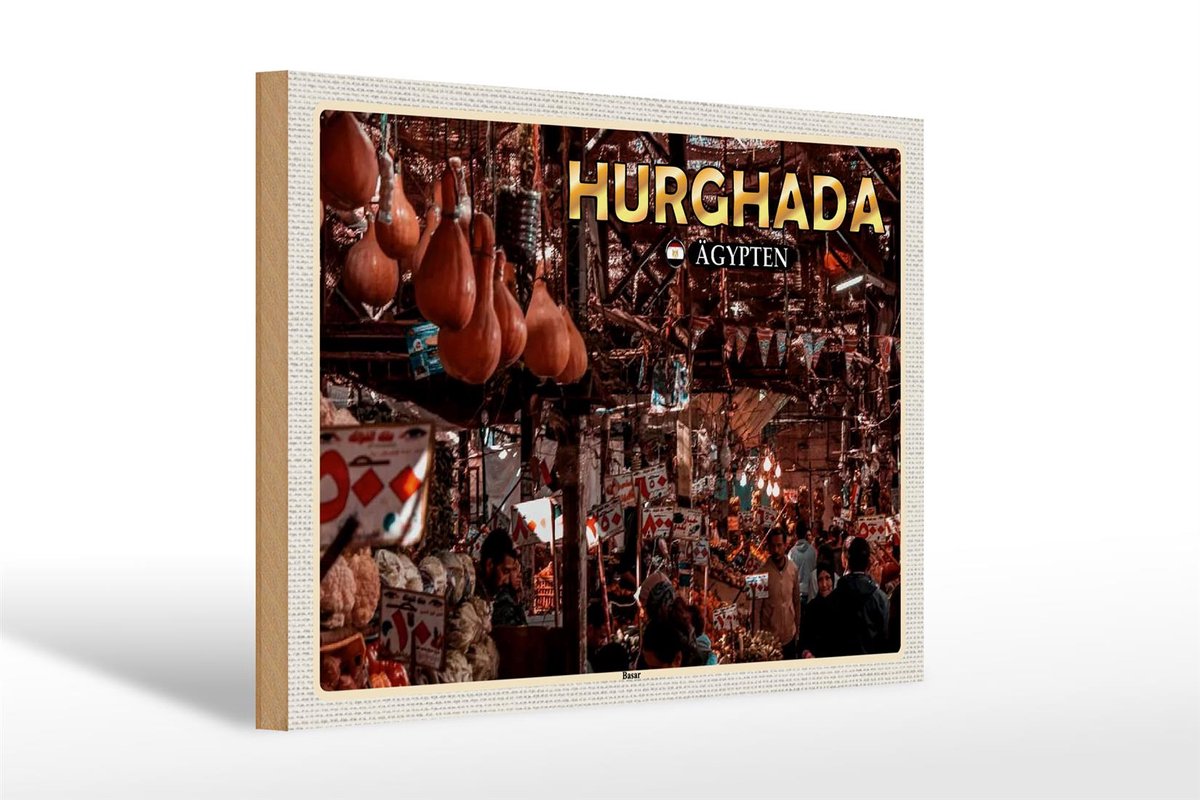 Holzschild Reise 30x20cm Hurghada Ägypten Basar Geschenk