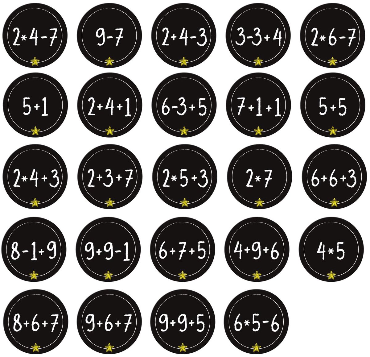 Adventskalender met 2 vellen en cijfers 1-24 Ronde zwarte decoratie Kerstcadeaudoos DIY-pakketten