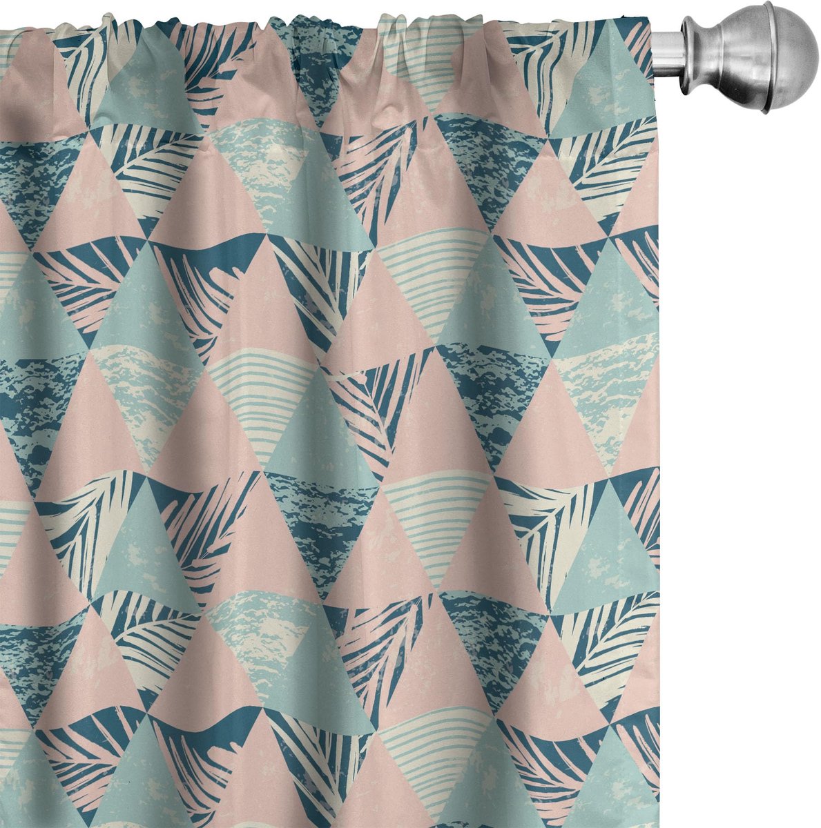 ABAKUHAUS Tropische Palmen – 2-delige set gordijnen 75x245 cm – Pastelroze/Blauw Pale Pink