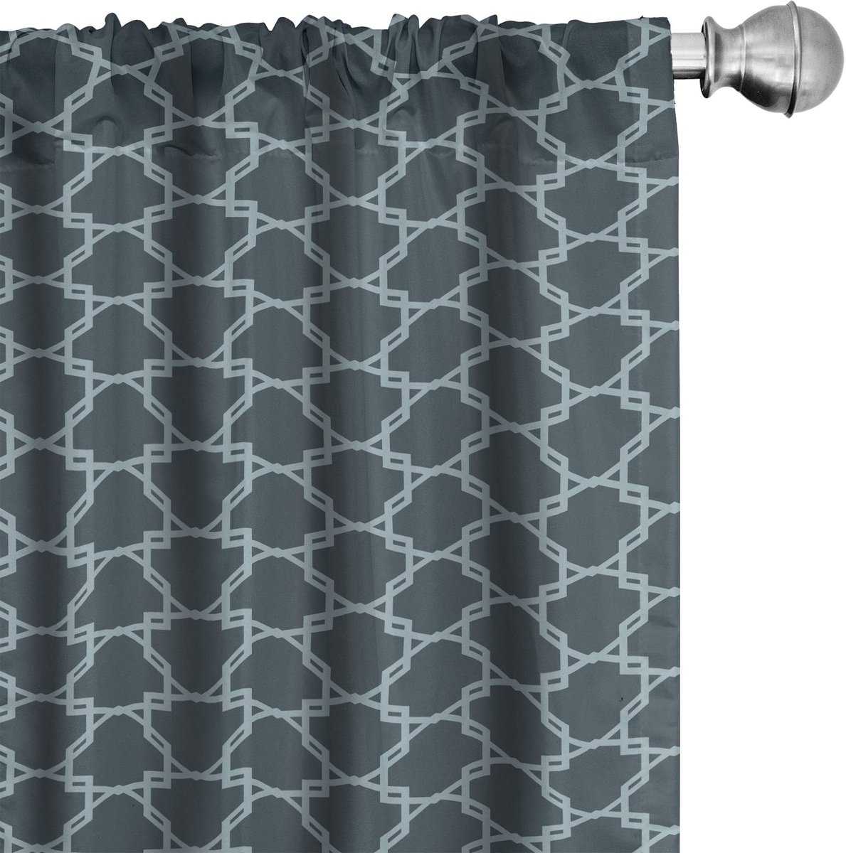 ABAKUHAUS Quatrefoil Gordijnen – 2x75x225 cm – Microfiber – Blauw Schiefer-Blau