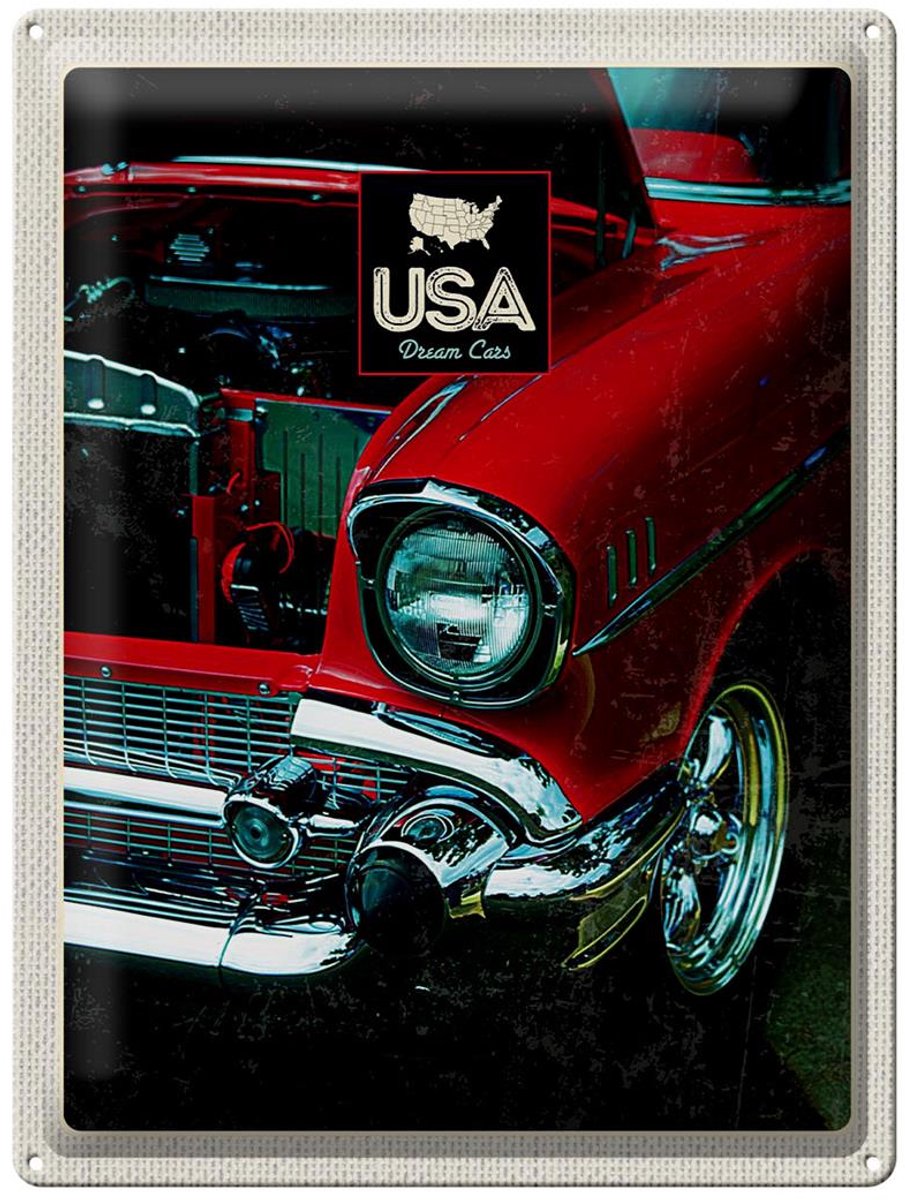 Blechschild Reise 30x40cm Amerika Oldtimer 90er rot Urlaub