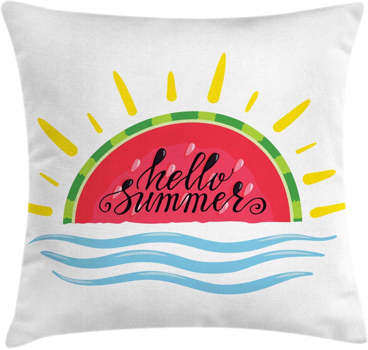 ABAKUHAUS Hallo Zomer Kussenhoes – Watermeloenmotieven – 40x40 cm Mehrfarbig