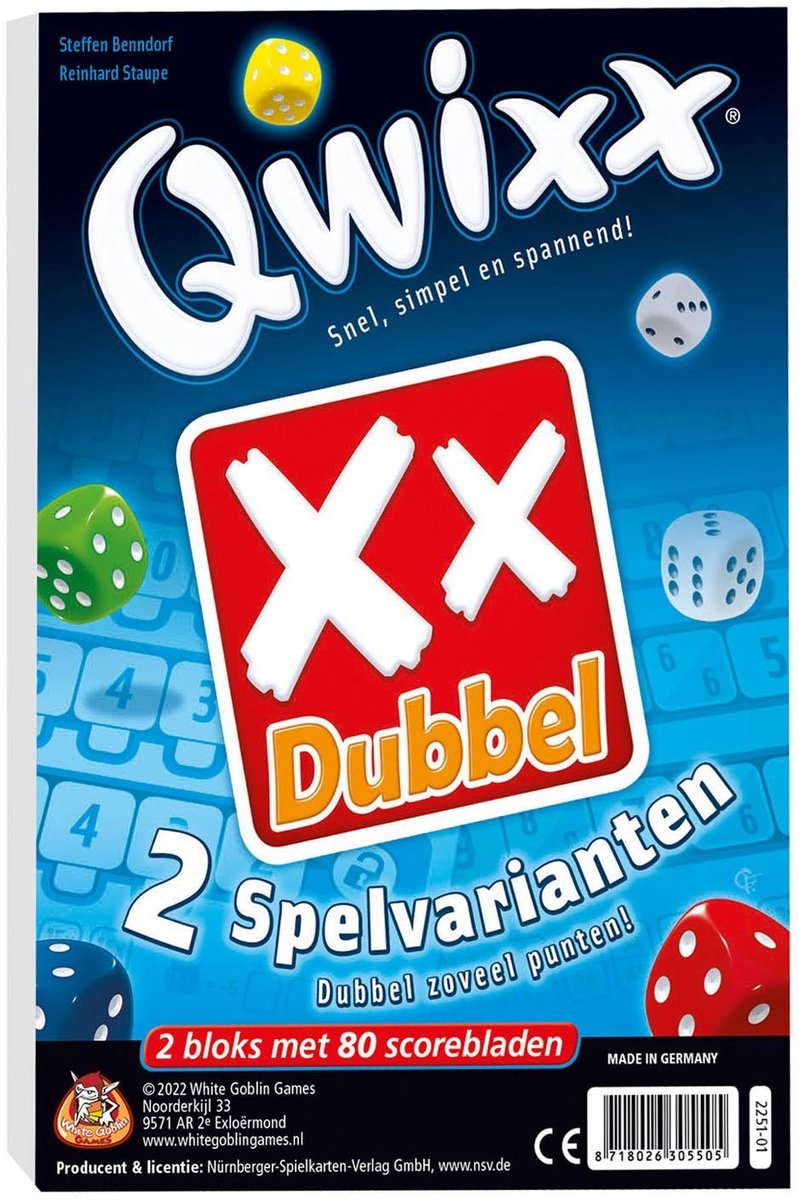 White Goblin Games - Qwixx Dubbel - Dobbelspel - 2 tot 5 spelers - Voor de hele familie - uitbreiding - Extra scoreblokken met nieuwe uitdagingen — afbeelding 4