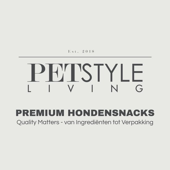 Logo van Petstyle Living met de tekst "PREMIUM HONDENSNACKS".